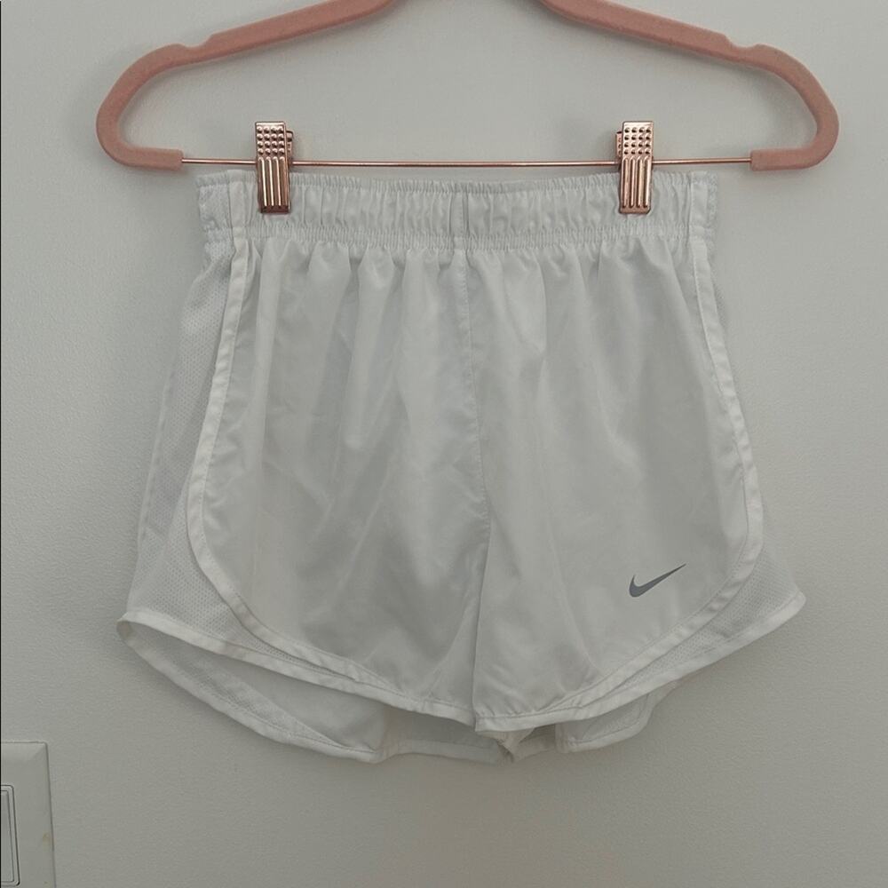 Nike White Women's Athletic Running Shorts with Gray Swoosh Size M